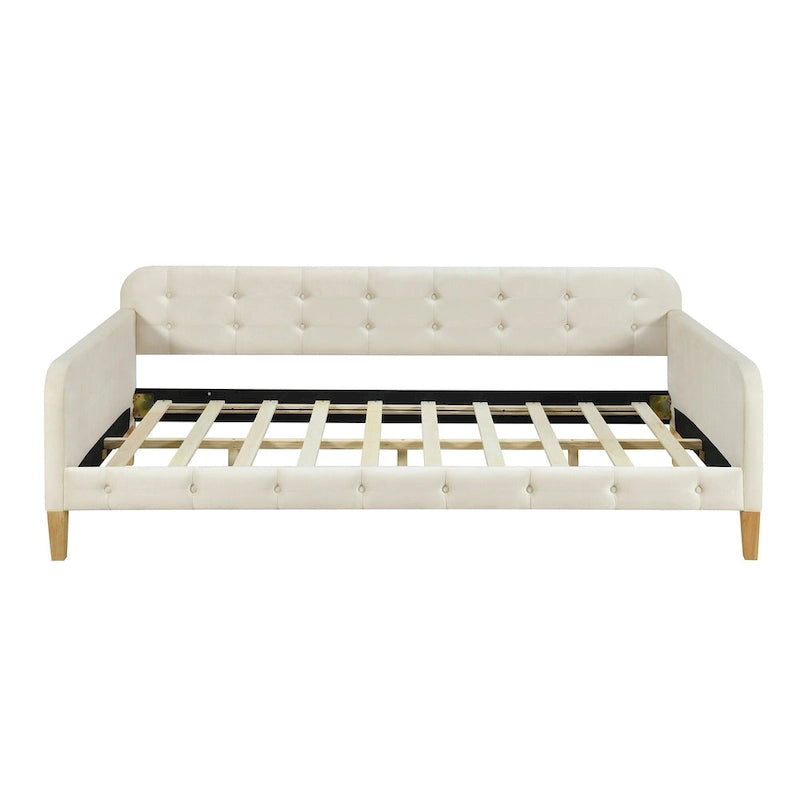 Upholstered Daybed w4 Support Legs, Button Tufting Loveseat Sofa Bed
