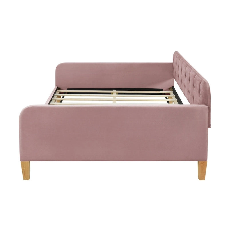 Upholstered Daybed w4 Support Legs, Button Tufting Loveseat Sofa Bed