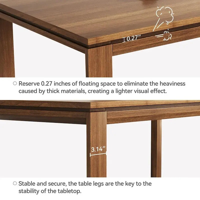 62.99 Inch Mid Century Modern Solid Wood Dining Table for 4-6 People