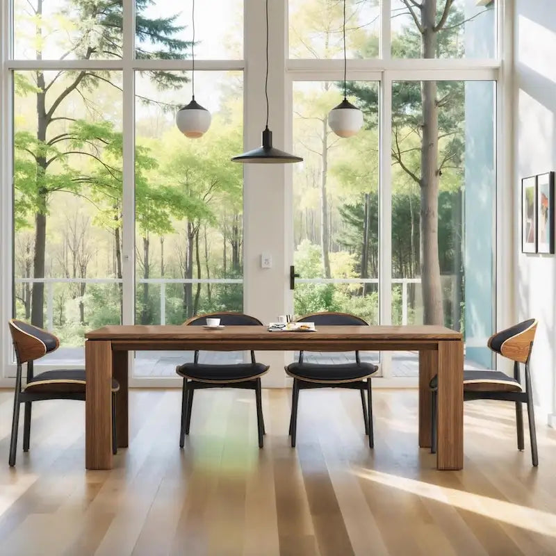 62.99 Inch Mid Century Modern Solid Wood Dining Table for 4-6 People