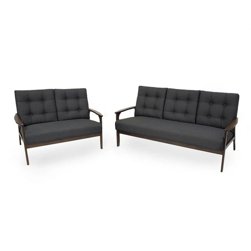 Aries Mid-century 2-piece Fabric Sofa Set by