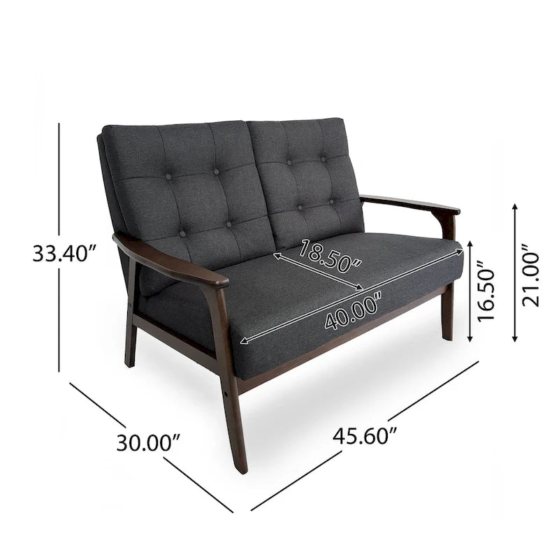 Aries Mid-century 2-piece Fabric Sofa Set by