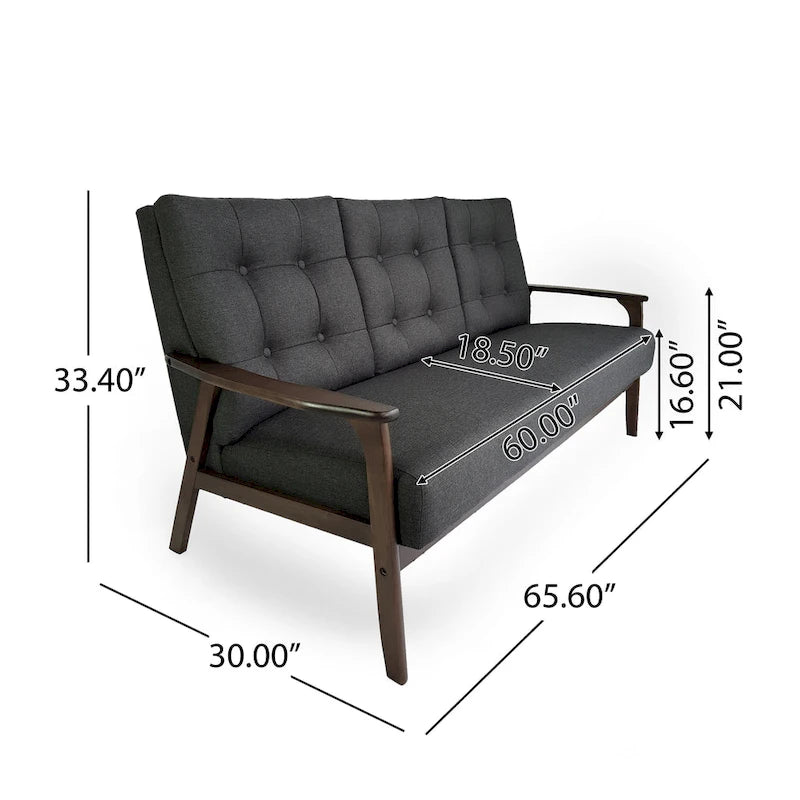 Aries Mid-century 2-piece Fabric Sofa Set by