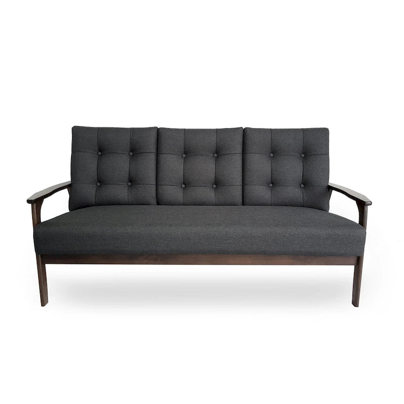 Aries Mid-century 2-piece Fabric Sofa Set by