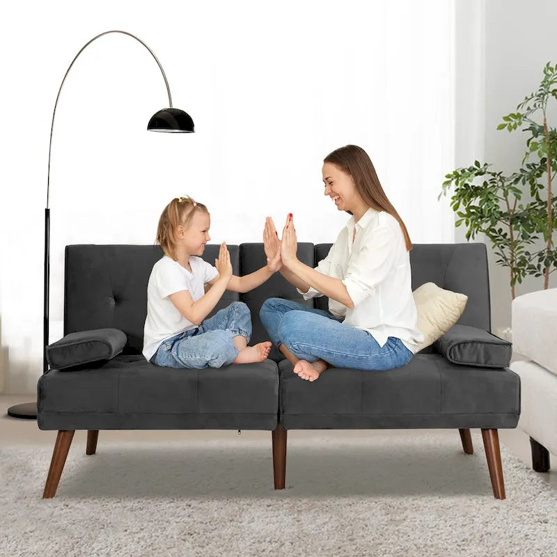 60 Small Loveseat, 3 in 1 Cute Convertible Sofa Bed