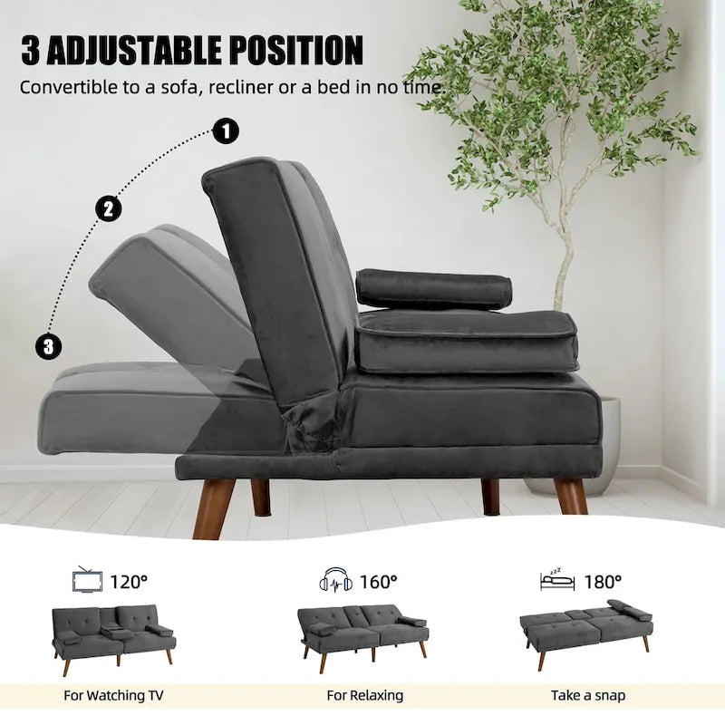 60 Small Loveseat, 3 in 1 Cute Convertible Sofa Bed