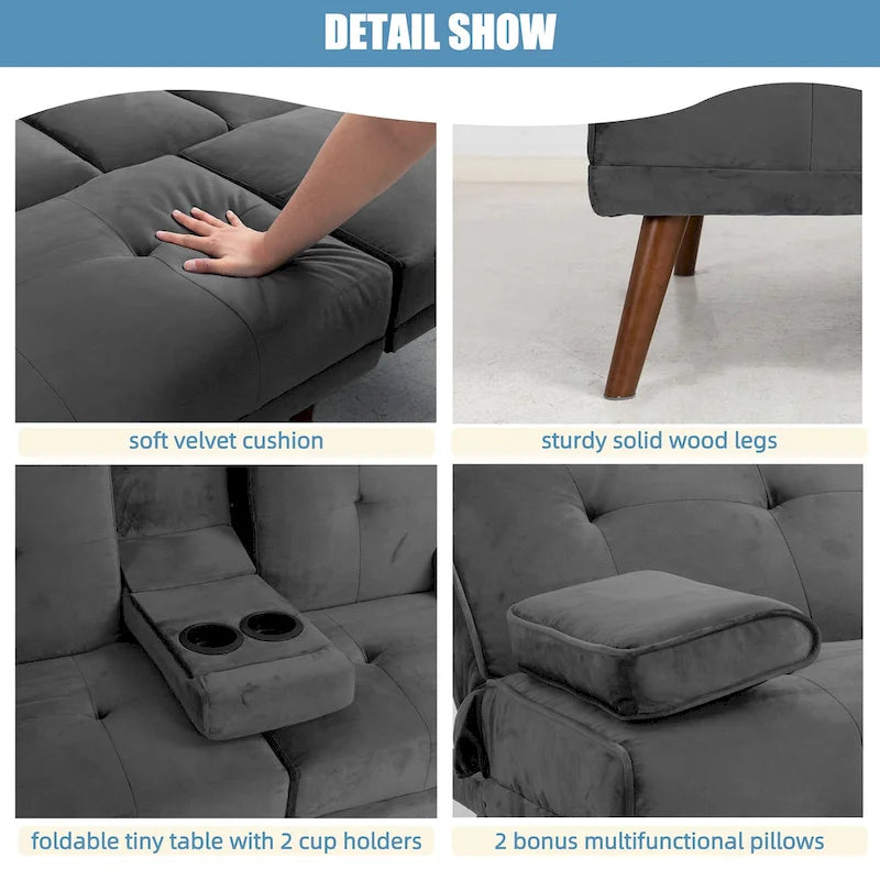 60 Small Loveseat, 3 in 1 Cute Convertible Sofa Bed