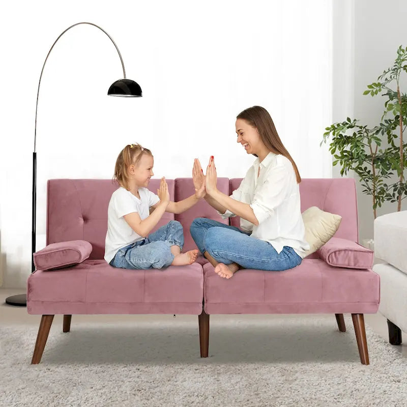 60 Small Loveseat, 3 in 1 Cute Convertible Sofa Bed
