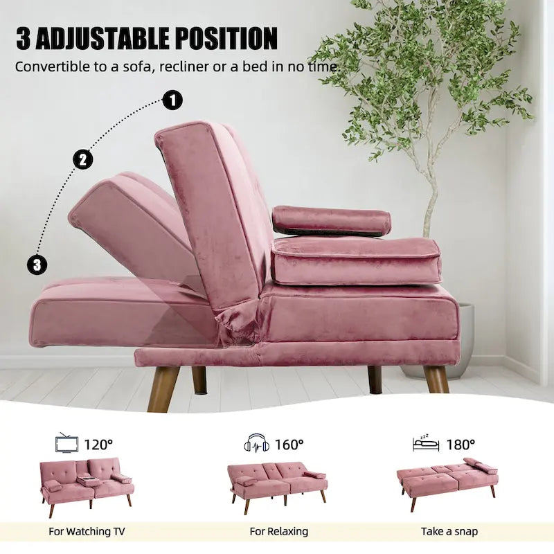 60 Small Loveseat, 3 in 1 Cute Convertible Sofa Bed