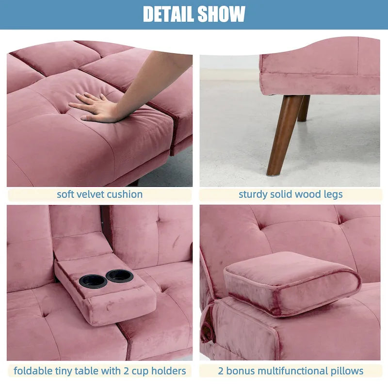 60 Small Loveseat, 3 in 1 Cute Convertible Sofa Bed