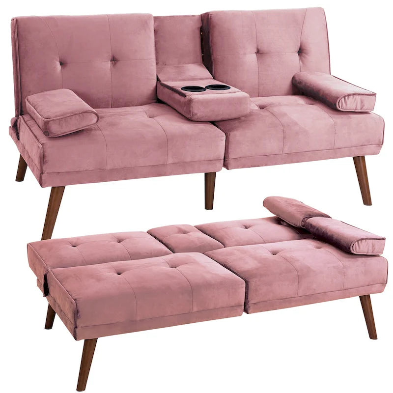 60 Small Loveseat, 3 in 1 Cute Convertible Sofa Bed
