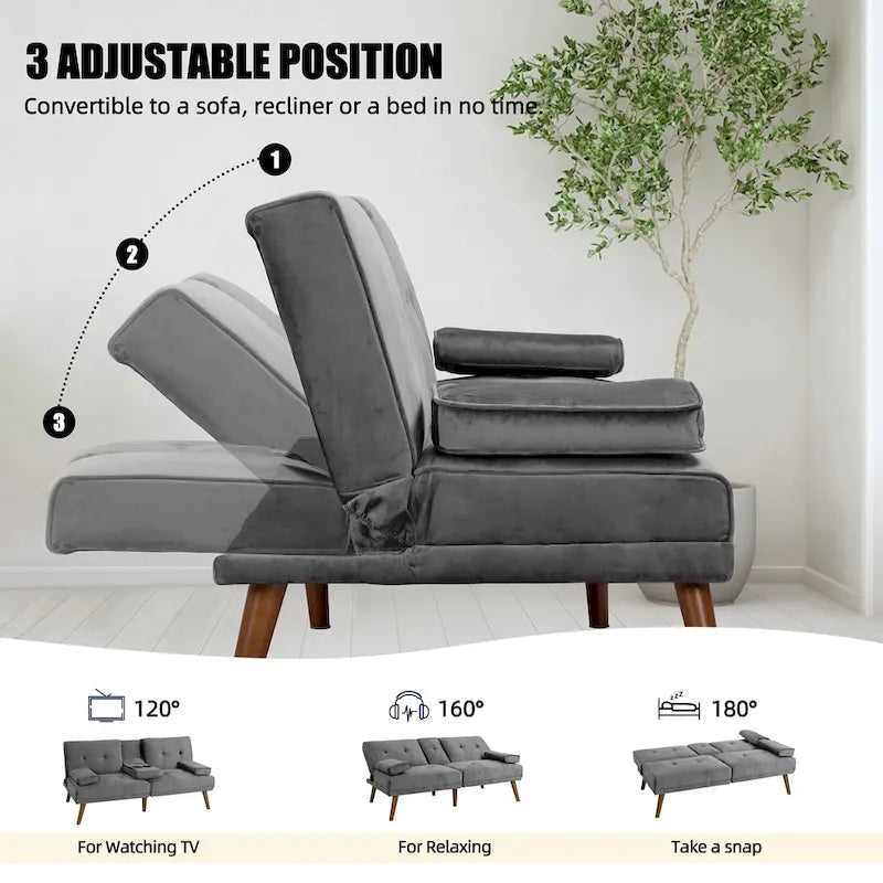 60 Small Loveseat, 3 in 1 Cute Convertible Sofa Bed
