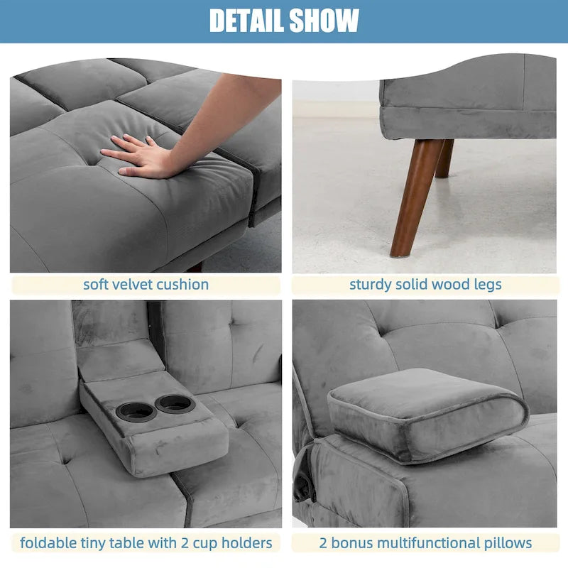60 Small Loveseat, 3 in 1 Cute Convertible Sofa Bed