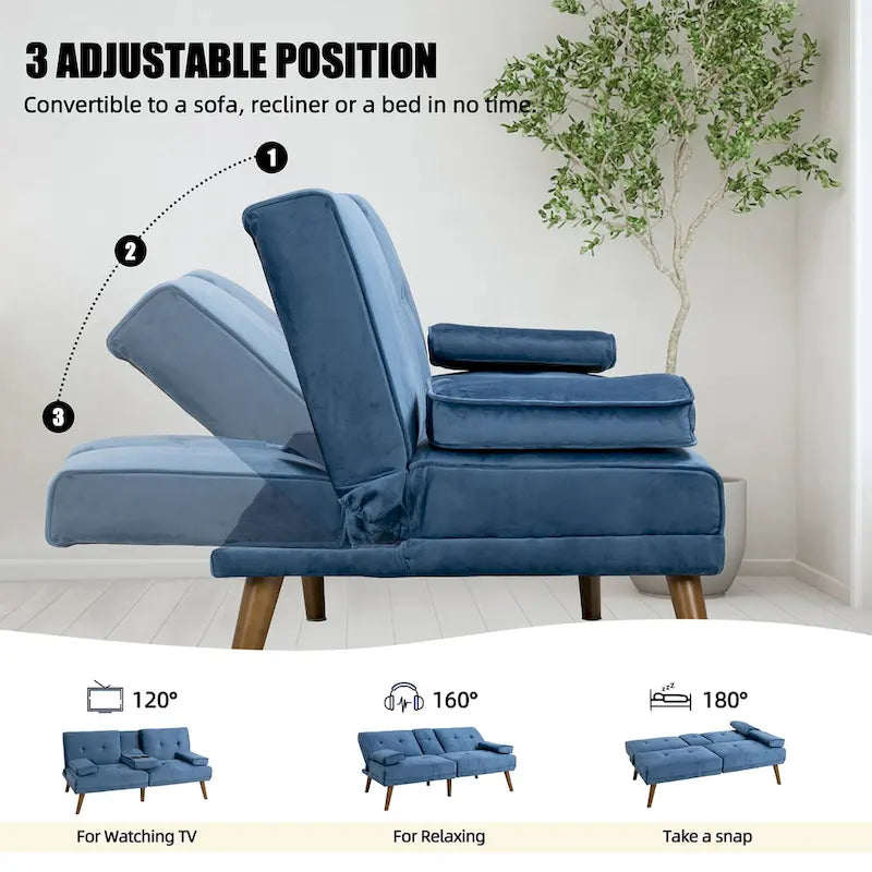 60 Small Loveseat, 3 in 1 Cute Convertible Sofa Bed