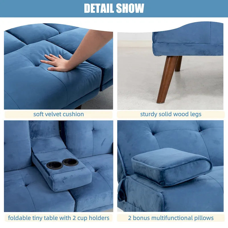 60 Small Loveseat, 3 in 1 Cute Convertible Sofa Bed
