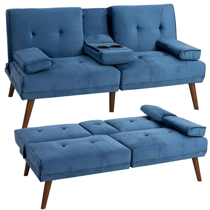 60 Small Loveseat, 3 in 1 Cute Convertible Sofa Bed