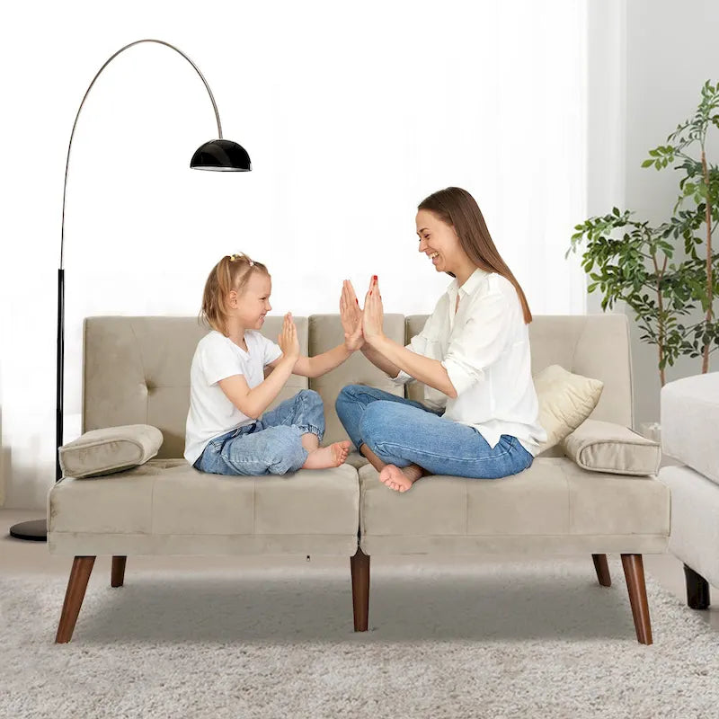 60 Small Loveseat, 3 in 1 Cute Convertible Sofa Bed
