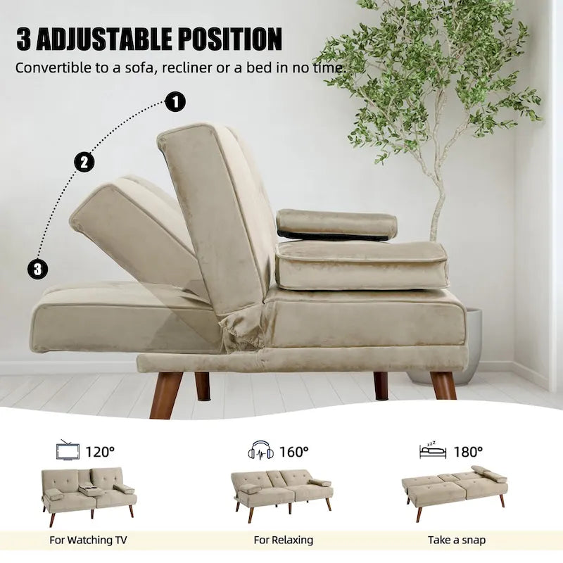 60 Small Loveseat, 3 in 1 Cute Convertible Sofa Bed