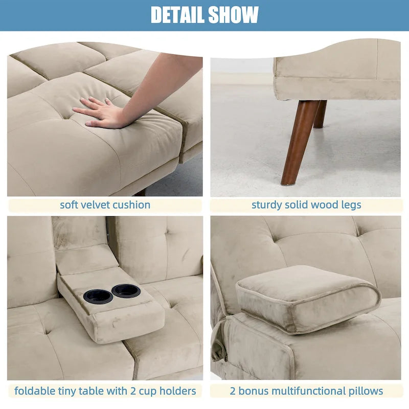 60 Small Loveseat, 3 in 1 Cute Convertible Sofa Bed