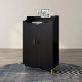DH BASIC Chic Mid-Century Modern Black with Gold 15-Pair Double-Door Shoe Cabinet by 