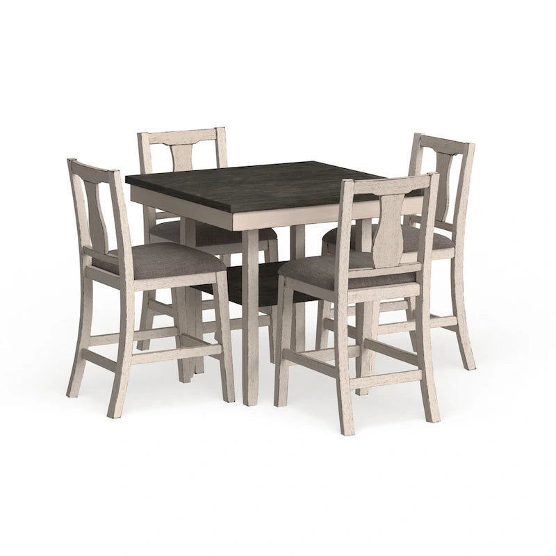 Merichleri Rustic Antique White Wood 5-Piece Counter Height Dining Set by
