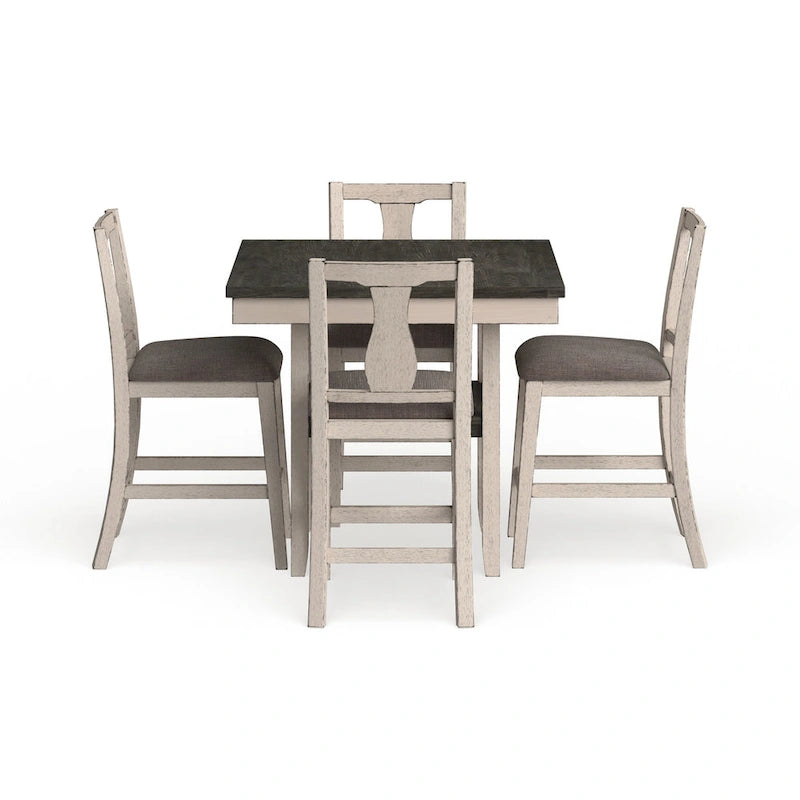Merichleri Rustic Antique White Wood 5-Piece Counter Height Dining Set by
