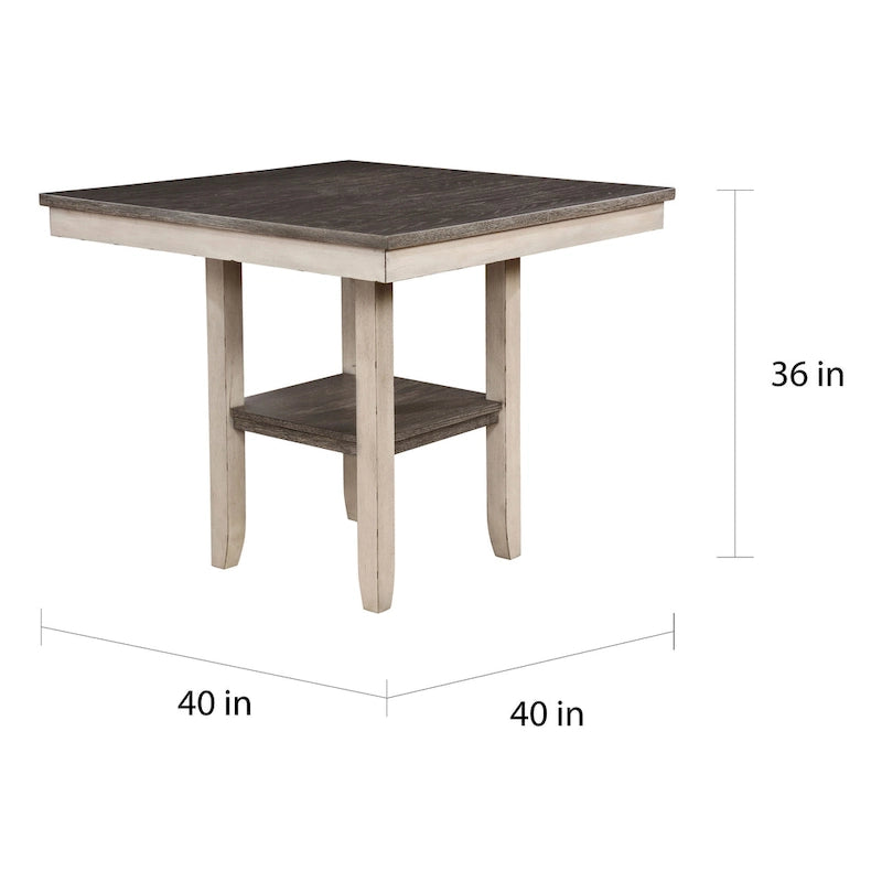 Merichleri Rustic Antique White Wood 5-Piece Counter Height Dining Set by