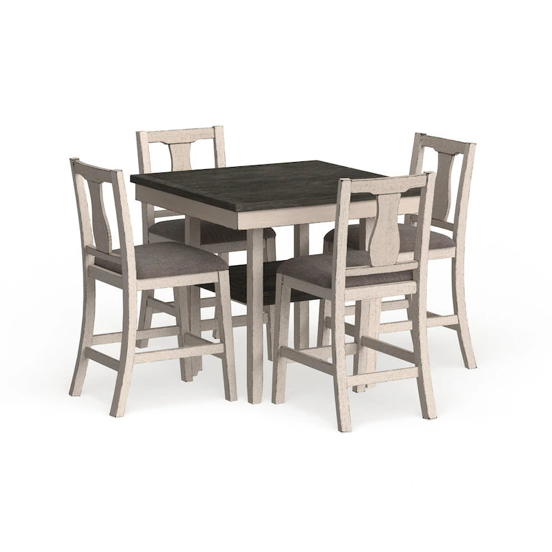 Merichleri Rustic Antique White Wood 5-Piece Counter Height Dining Set by