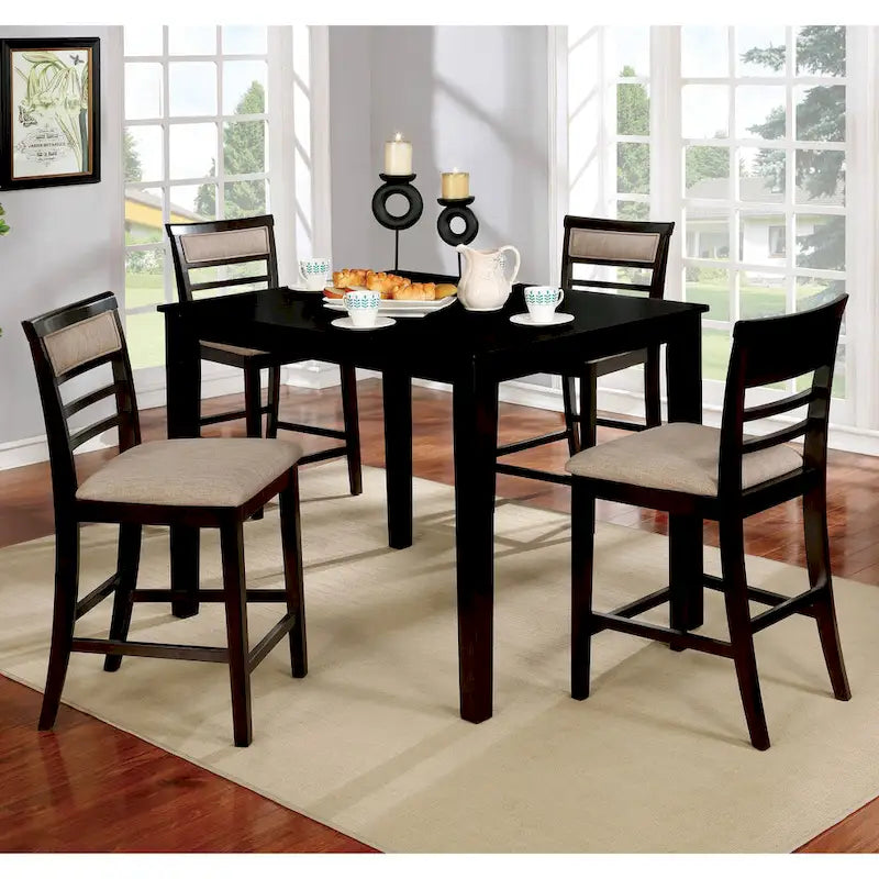 Yevana Contemporary Solid Wood 5-Piece Counter Height Dining Set by