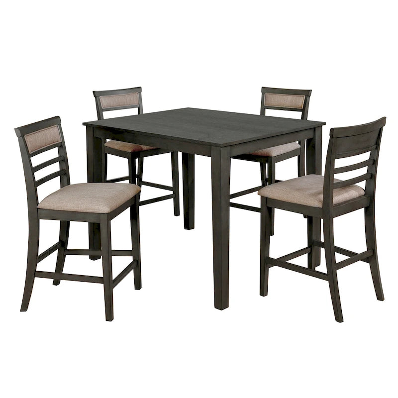 Yevana Contemporary Solid Wood 5-Piece Counter Height Dining Set by