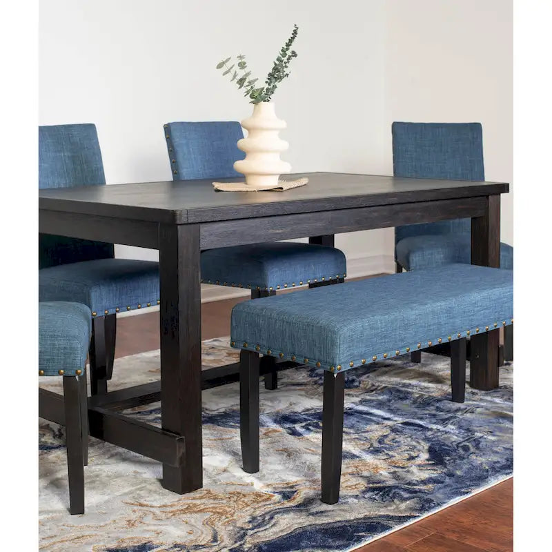 Muzzi Contemporary 6-Piece Dining Set, Dining Table with 4 Stylish Chairs and a Bench