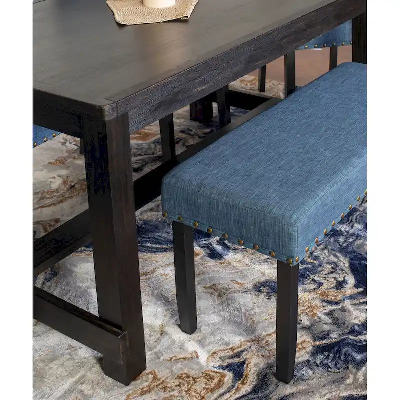 Muzzi Contemporary 6-Piece Dining Set, Dining Table with 4 Stylish Chairs and a Bench