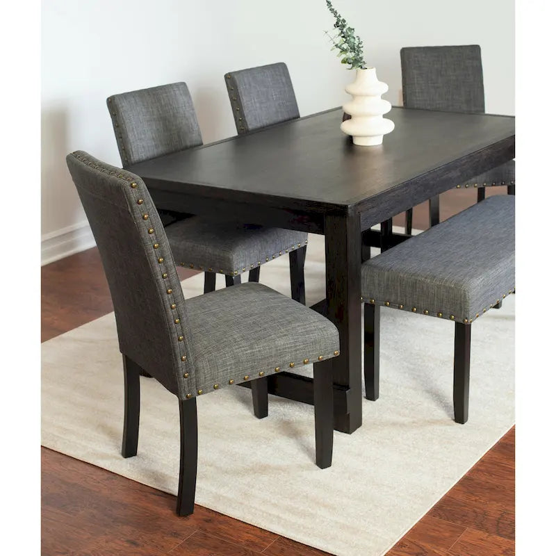 Muzzi Contemporary 6-Piece Dining Set, Dining Table with 4 Stylish Chairs and a Bench