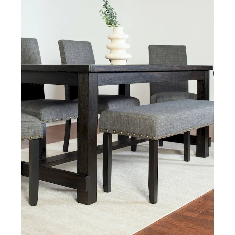 Muzzi Contemporary 6-Piece Dining Set, Dining Table with 4 Stylish Chairs and a Bench