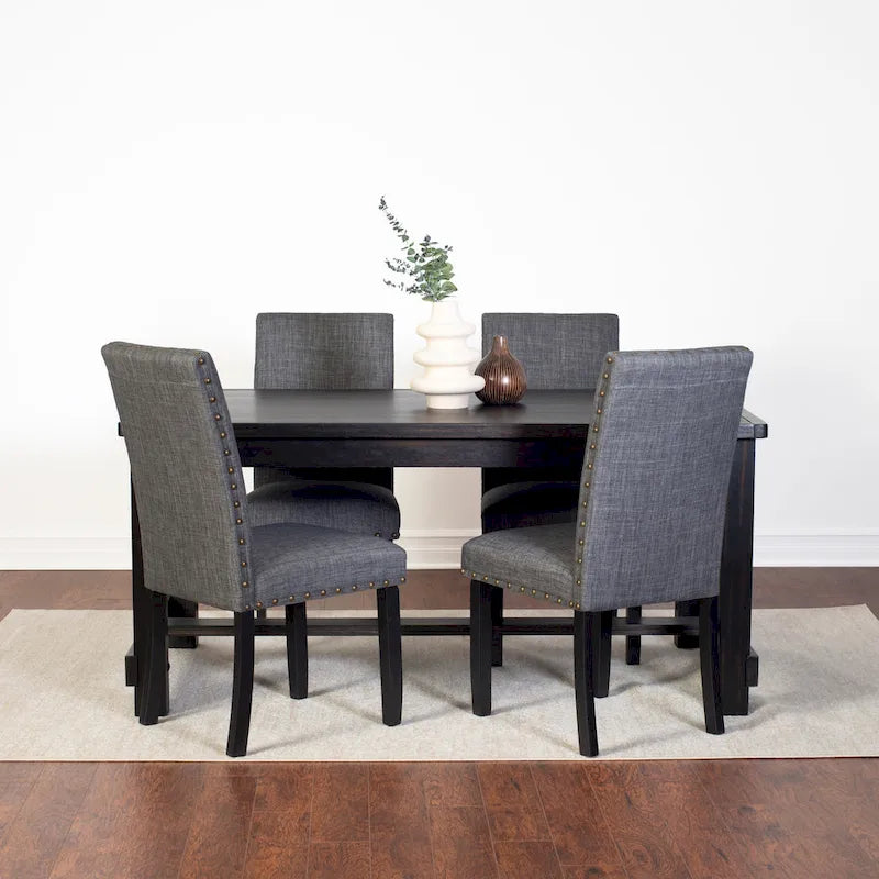 Muzzi Contemporary 6-Piece Dining Set, Dining Table with 4 Stylish Chairs and a Bench