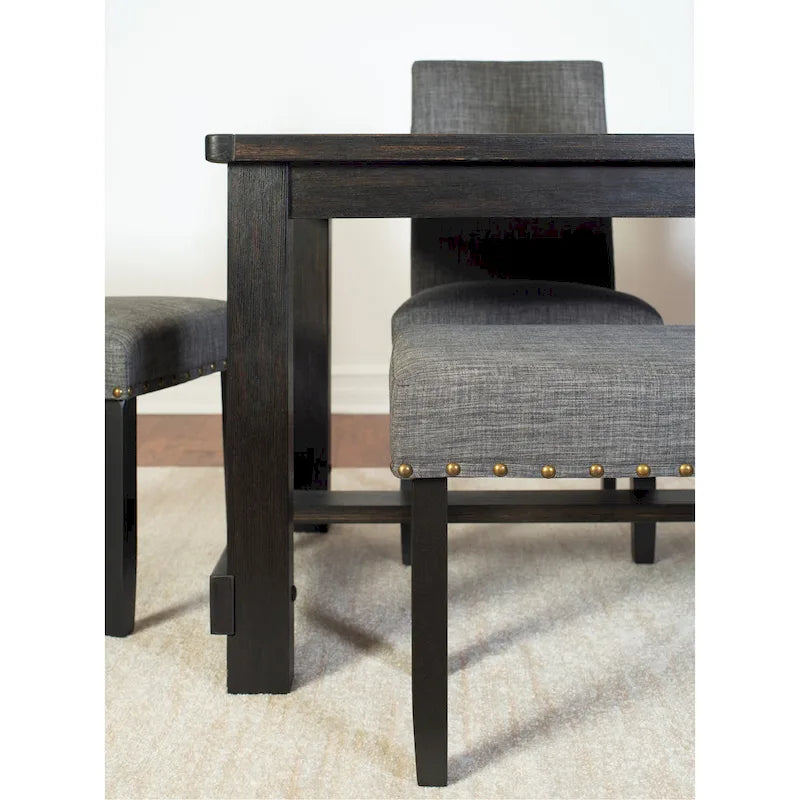 Muzzi Contemporary 6-Piece Dining Set, Dining Table with 4 Stylish Chairs and a Bench