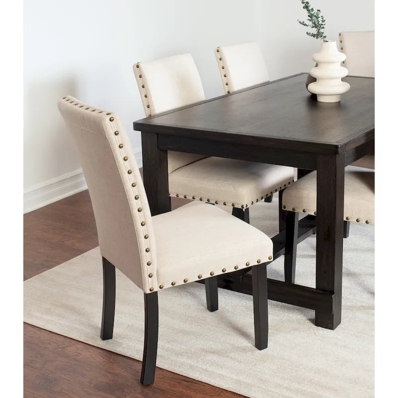 Muzzi Contemporary 6-Piece Dining Set, Dining Table with 4 Stylish Chairs and a Bench
