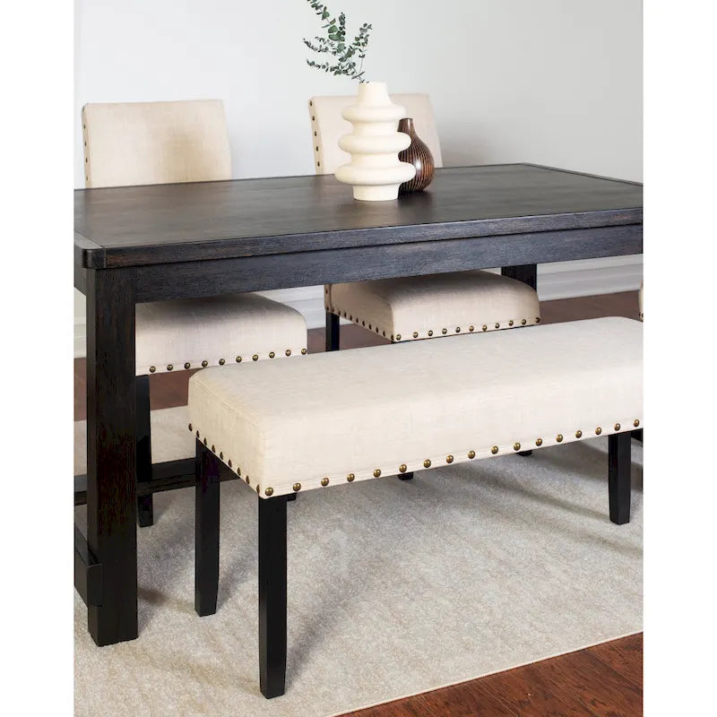 Muzzi Contemporary 6-Piece Dining Set, Dining Table with 4 Stylish Chairs and a Bench
