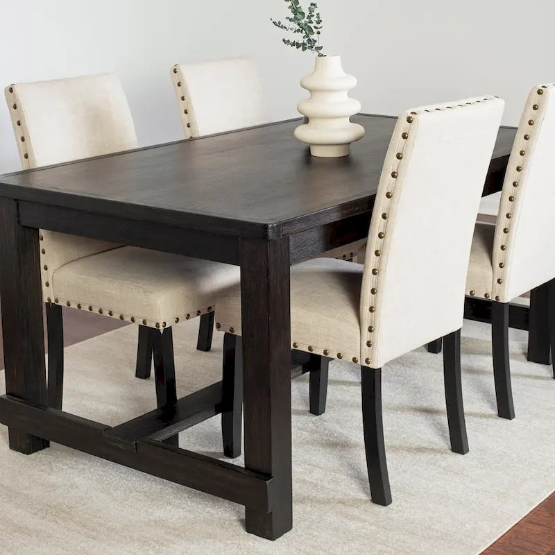 Muzzi Contemporary 6-Piece Dining Set, Dining Table with 4 Stylish Chairs and a Bench
