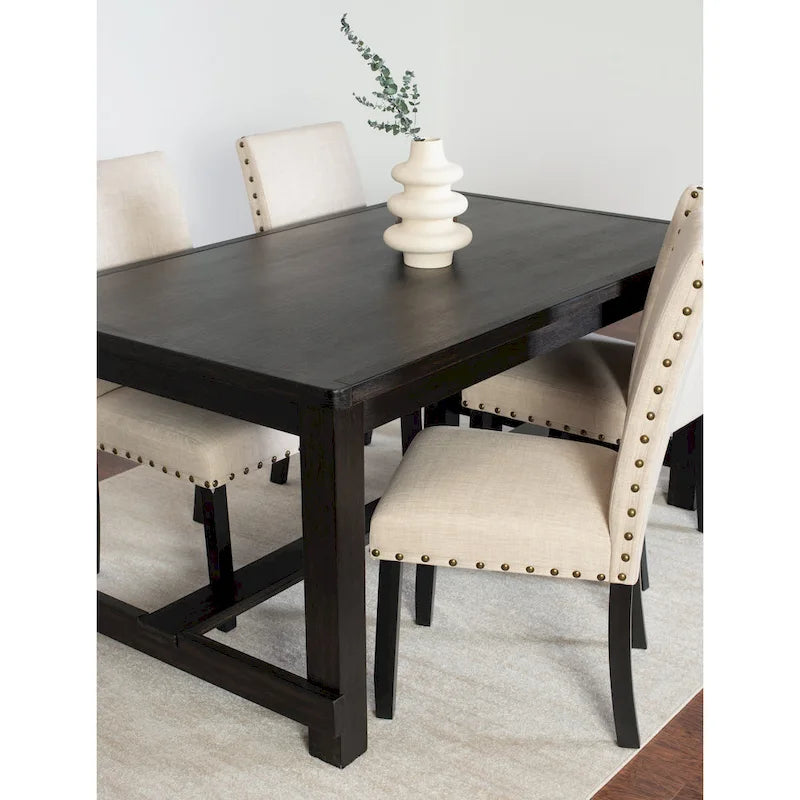 Muzzi Contemporary 6-Piece Dining Set, Dining Table with 4 Stylish Chairs and a Bench