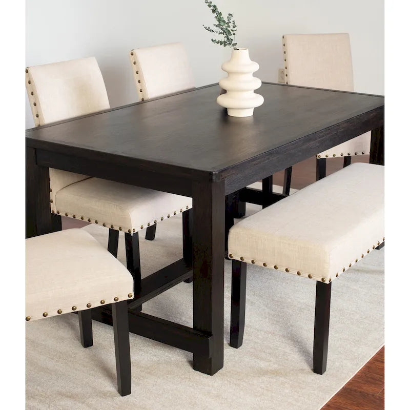 Muzzi Contemporary 6-Piece Dining Set, Dining Table with 4 Stylish Chairs and a Bench