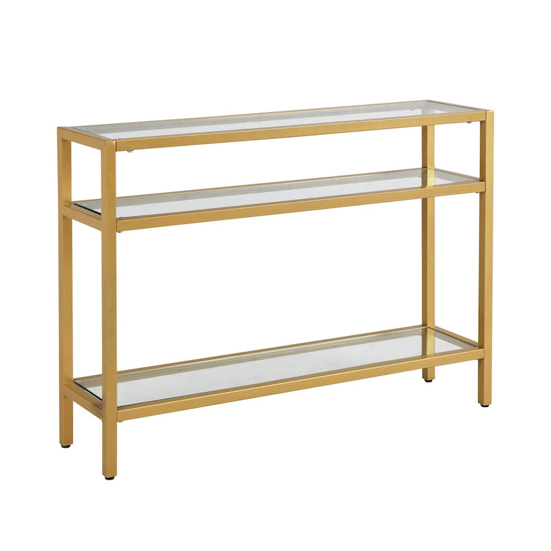 Chrysalis 3 Tier Glass Top Console Table - Gold