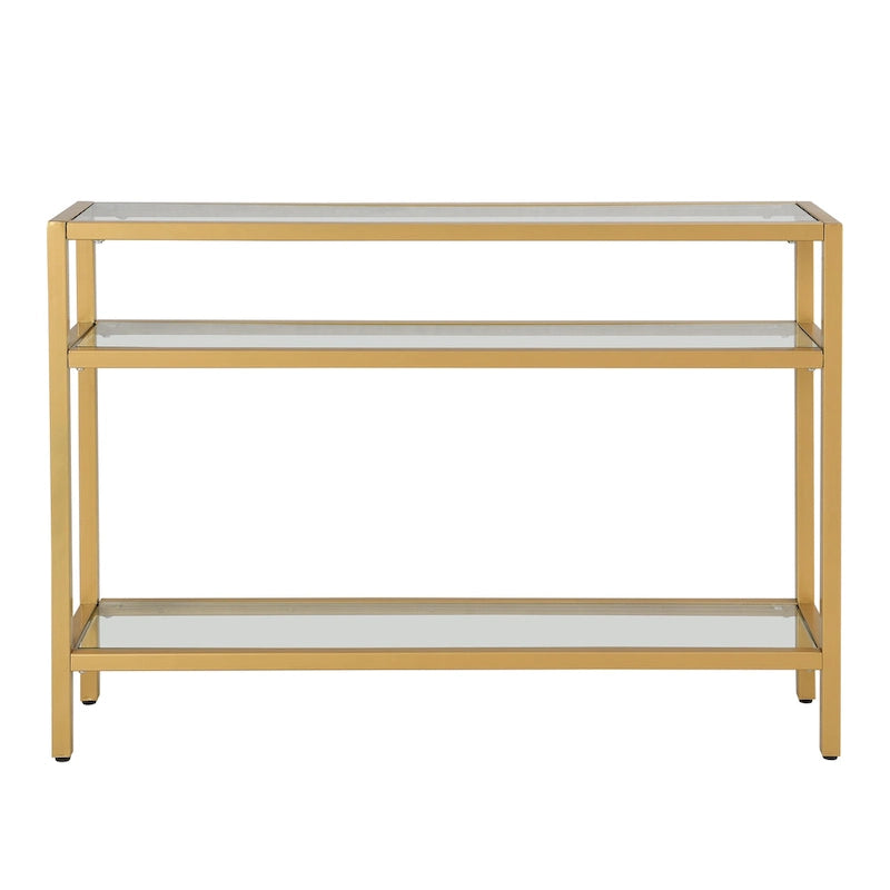 Chrysalis 3 Tier Glass Top Console Table - Gold