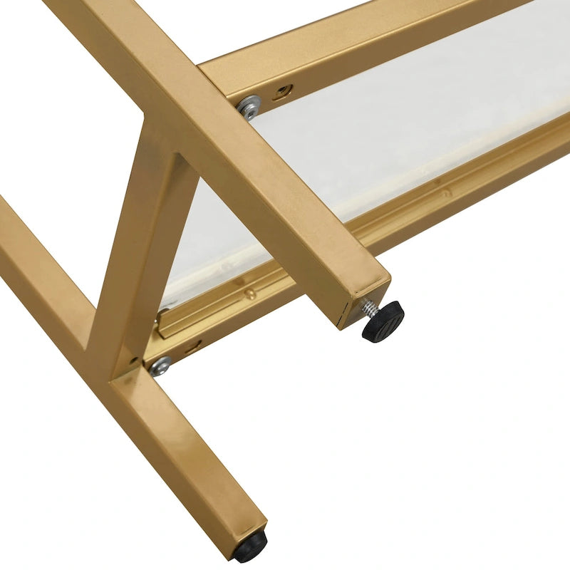 Chrysalis 3 Tier Glass Top Console Table - Gold