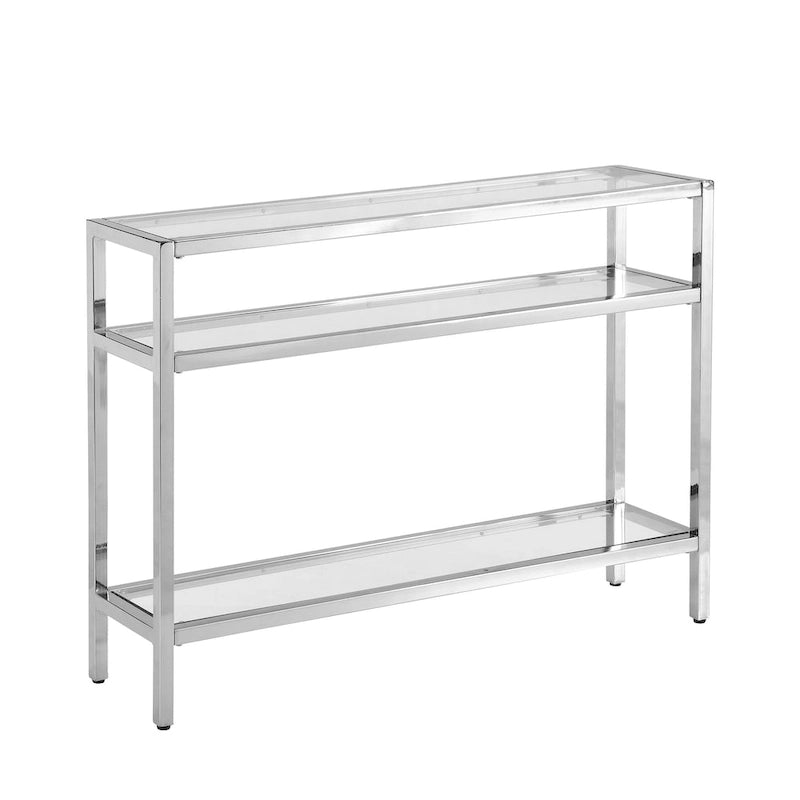 Chrysalis 3 Tier Glass Top Console Table - Gold