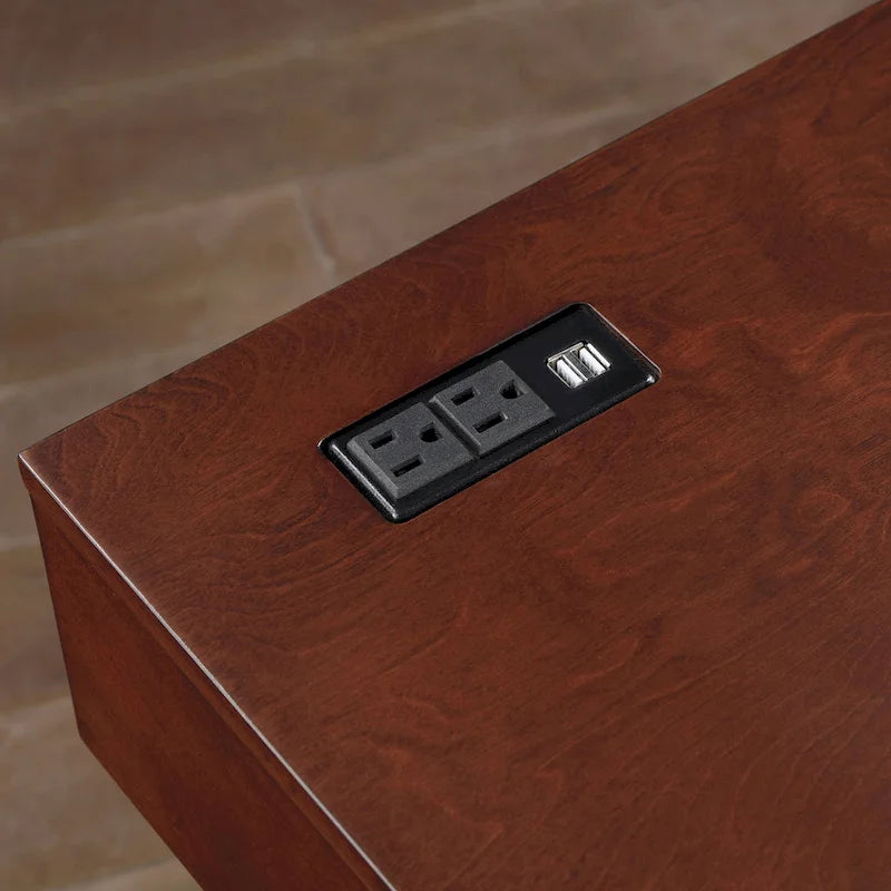 Foli Transitional 47-inch Wood 2-Drawer Desk with USBs and Power Outlets by
