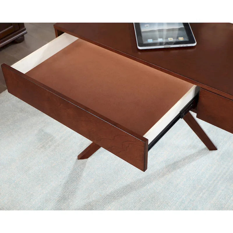 Foli Transitional 47-inch Wood 2-Drawer Desk with USBs and Power Outlets by