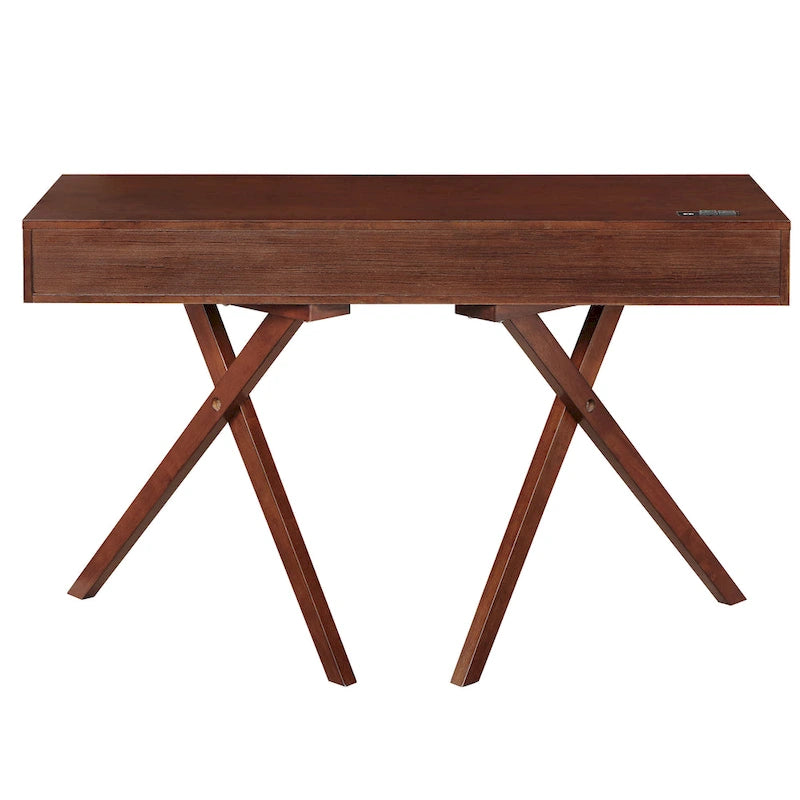 Foli Transitional 47-inch Wood 2-Drawer Desk with USBs and Power Outlets by