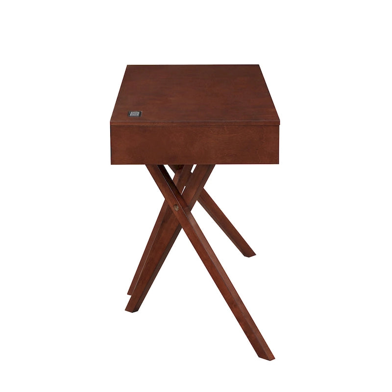 Foli Transitional 47-inch Wood 2-Drawer Desk with USBs and Power Outlets by