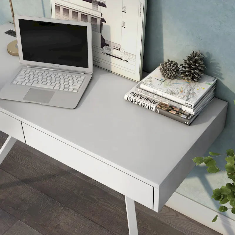 Foli Transitional 47-inch Wood 2-Drawer Desk with USBs and Power Outlets by